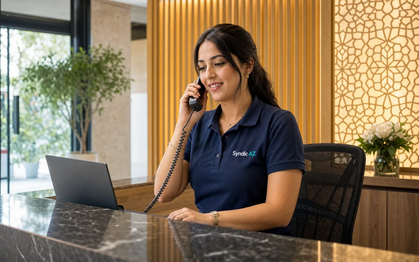 Coordinatrice marocaine Syndic AZ assurant l'accueil sur site